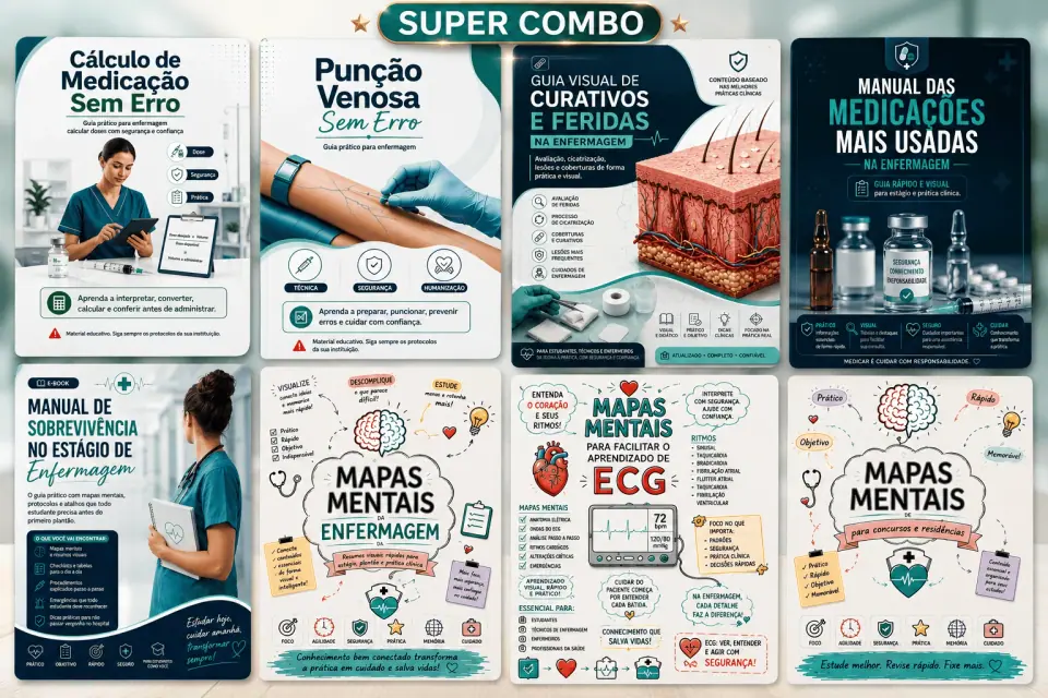 Mockup do Pacote Completo da Enfermagem Simplificada